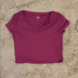 Forever 21 Short Sleeve Pink and Purple Crop Tee